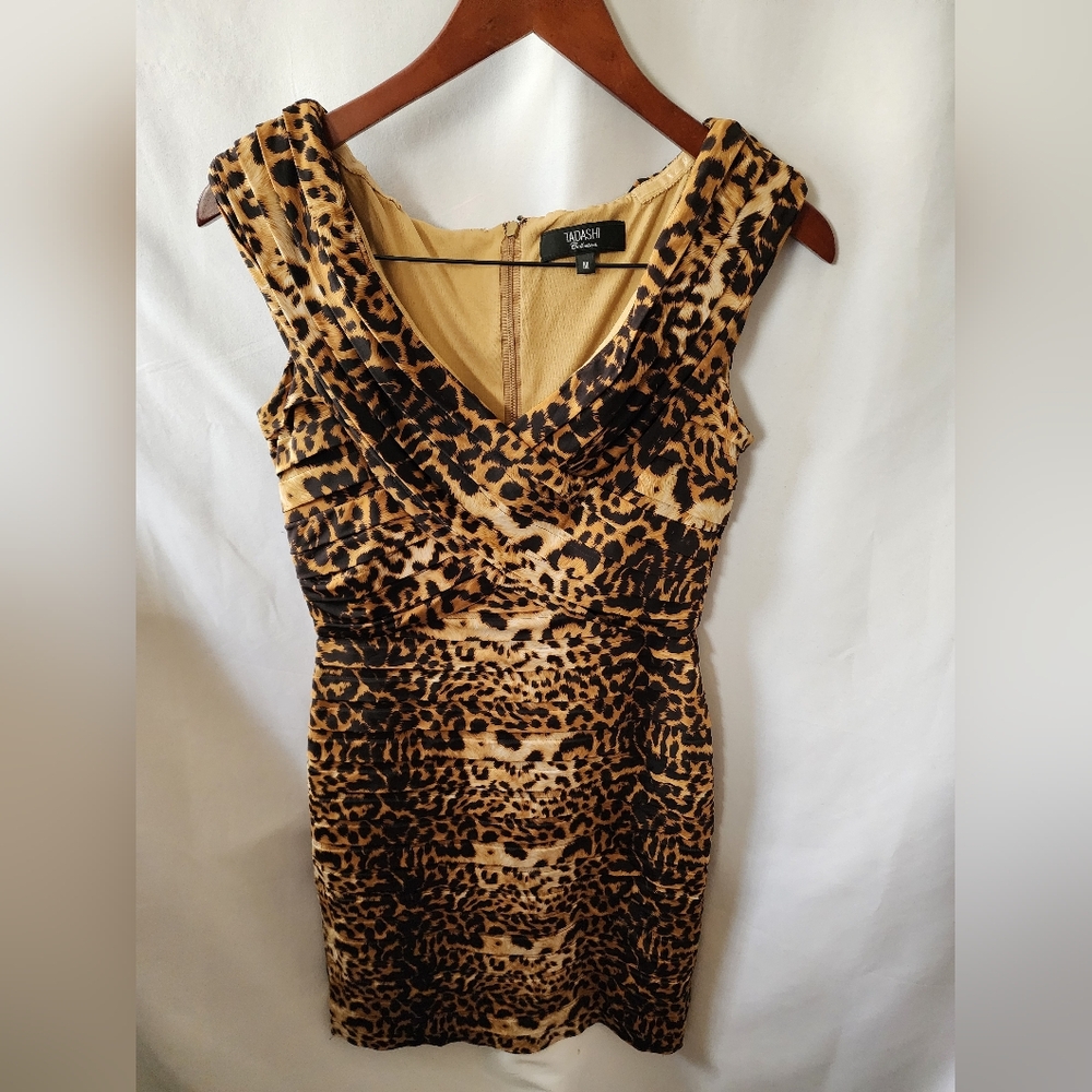 Tadashi Animal Print Mini Dress. Size Medium